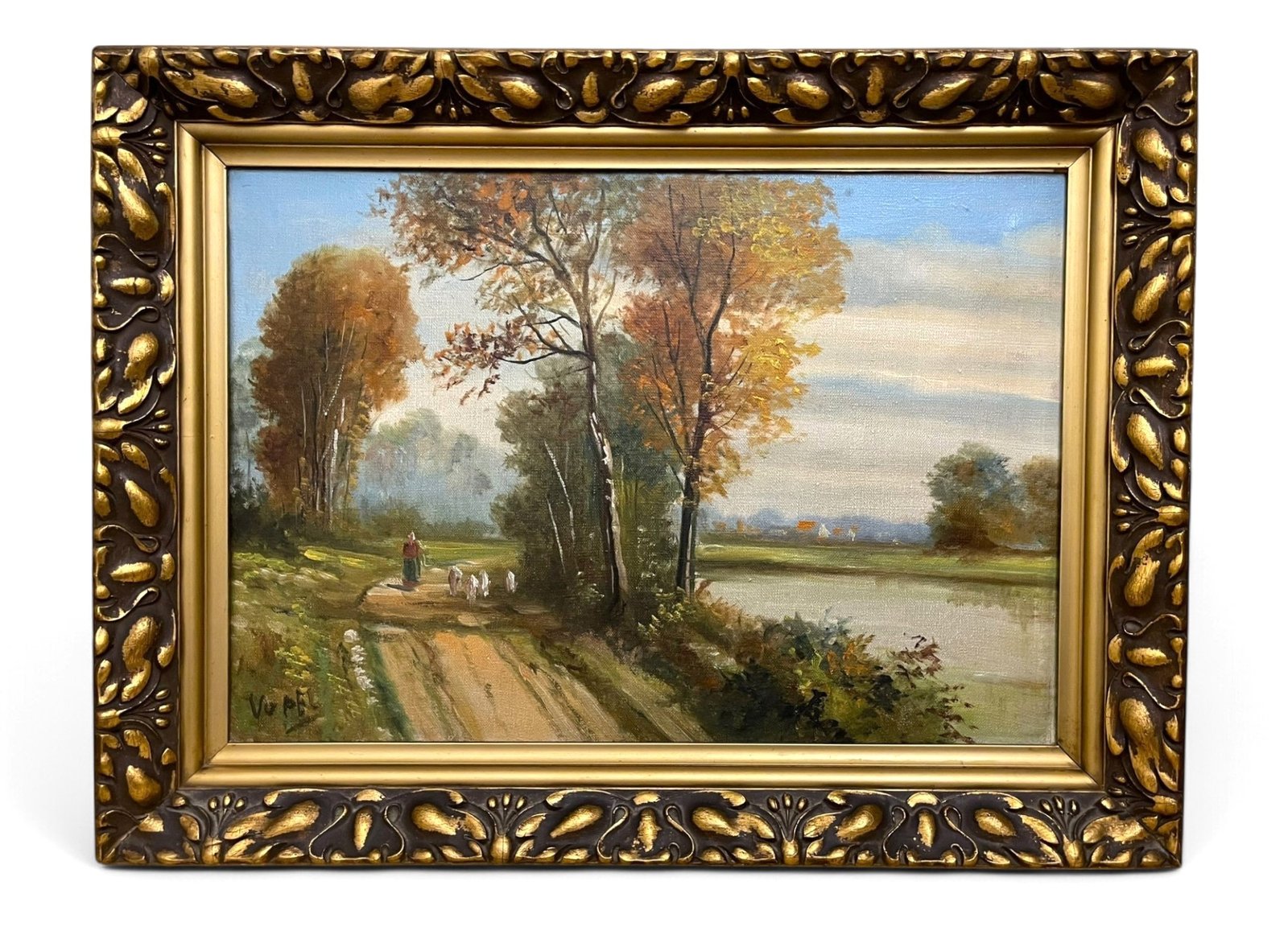 Shepherdess with Sheep by the Water